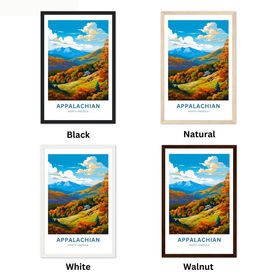 Appalachian North America Fall Foliage Cabin Personalized Art Poster - Image 2