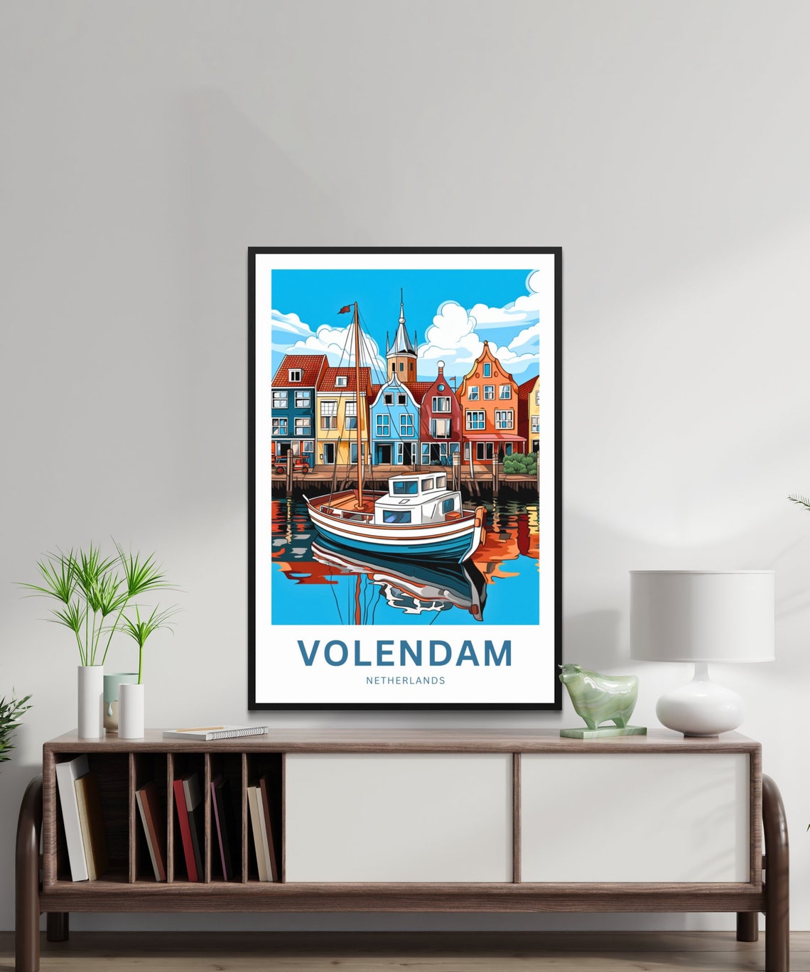 Personalized Volendam Netherlands Harbor Vintage Custom Travel Poster - Image 3