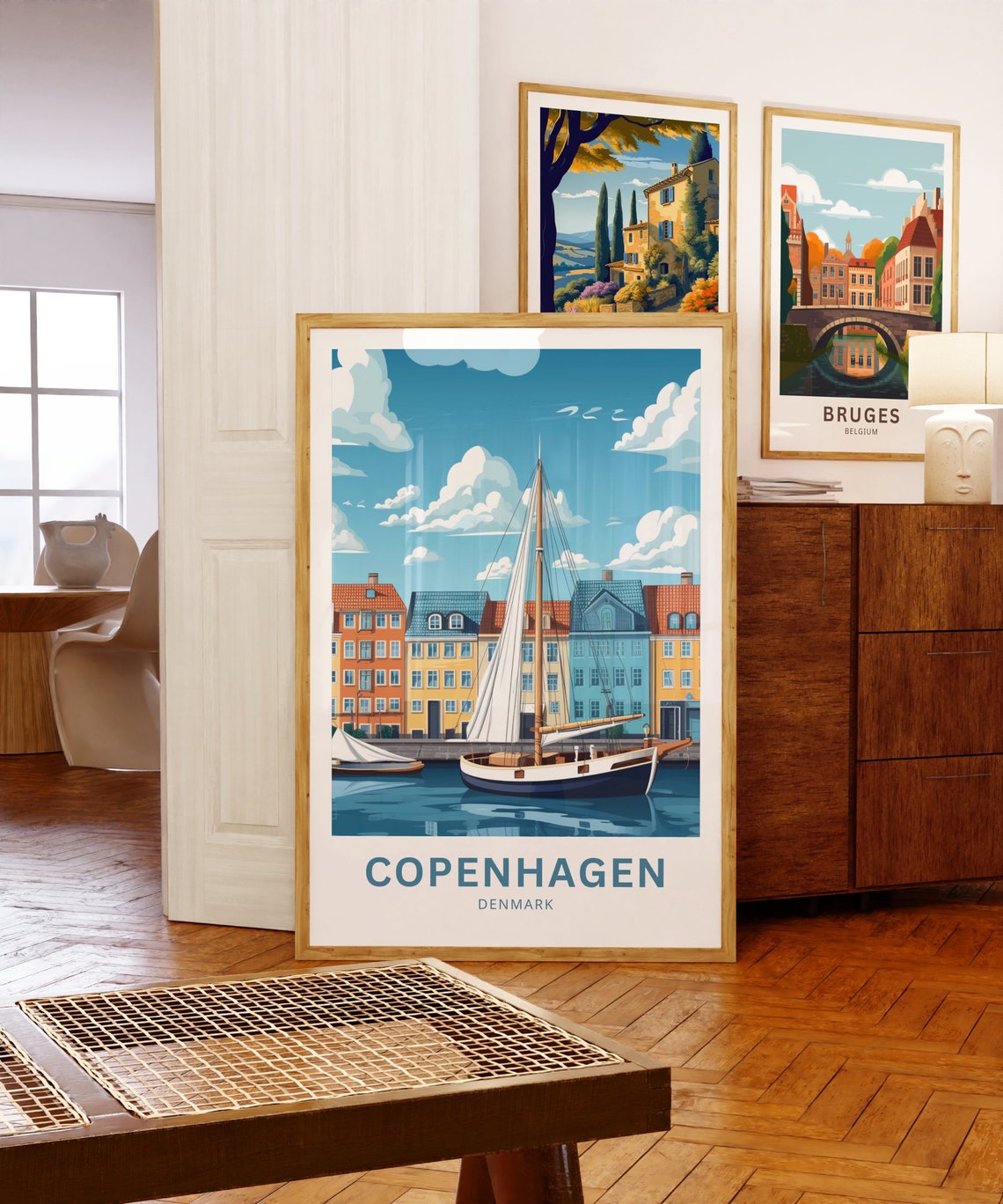 Copenhagen Denmark Nyhavn Harbor Colorful Sailboat Travel Poster - Image 5