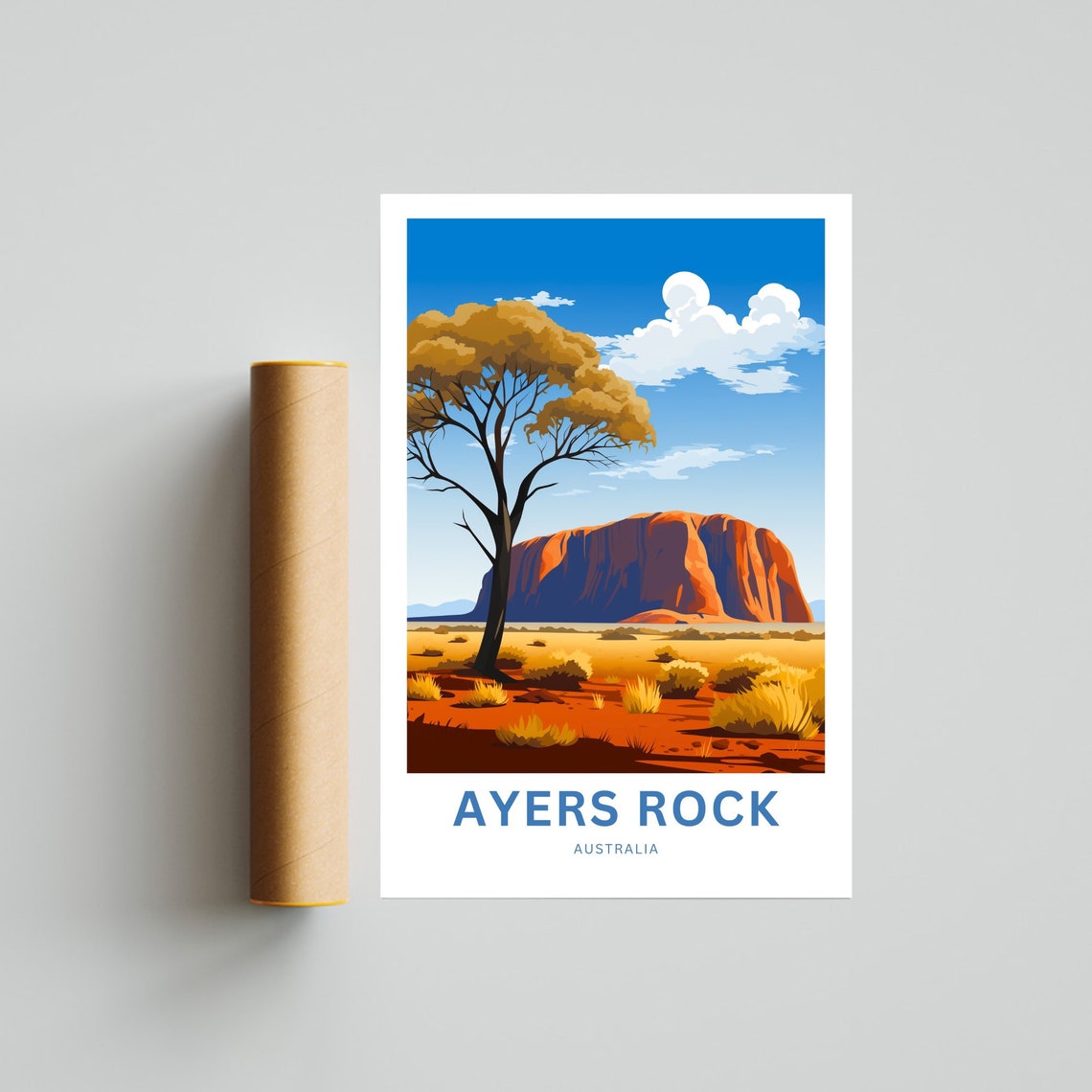 Ayers Rock Australia Red Desert Monolith Outback Custom Travel Poster - Image 4