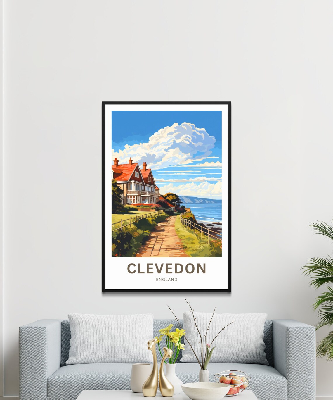 Clevedon England Seaside Village Coastal Path Vintage Travel Poster - Image 3