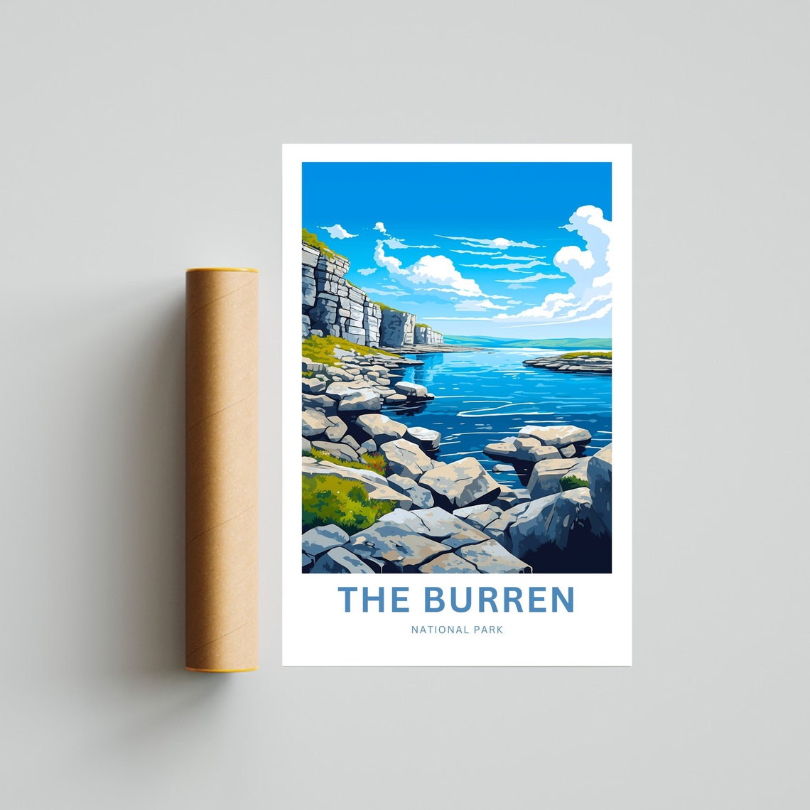 The Burren Ireland Limestone Coast Cliffs Personalized Travel Poster - Image 4