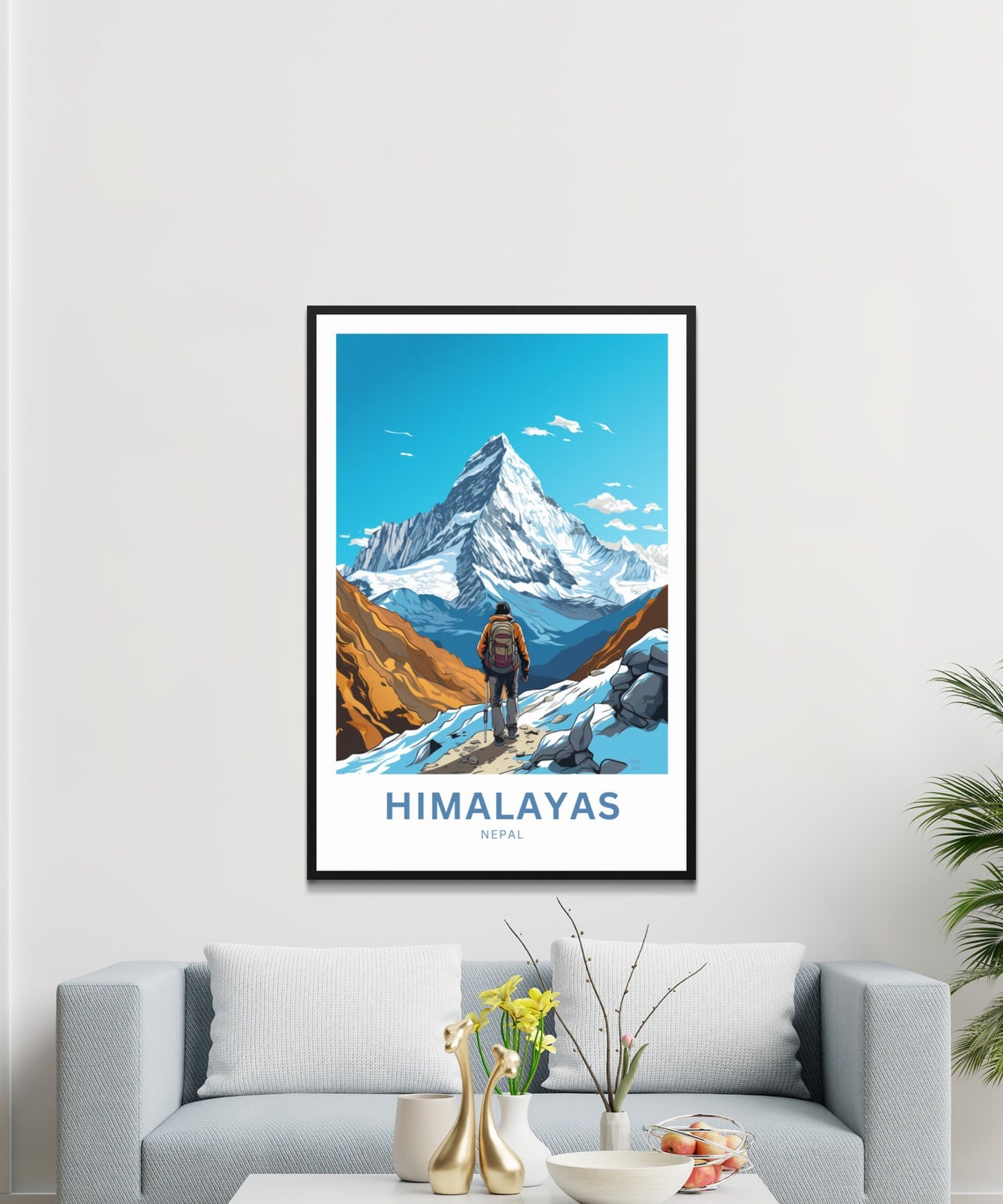 Himalayas Nepal Mountain Trek Hiker Personalized Travel Poster - Image 3