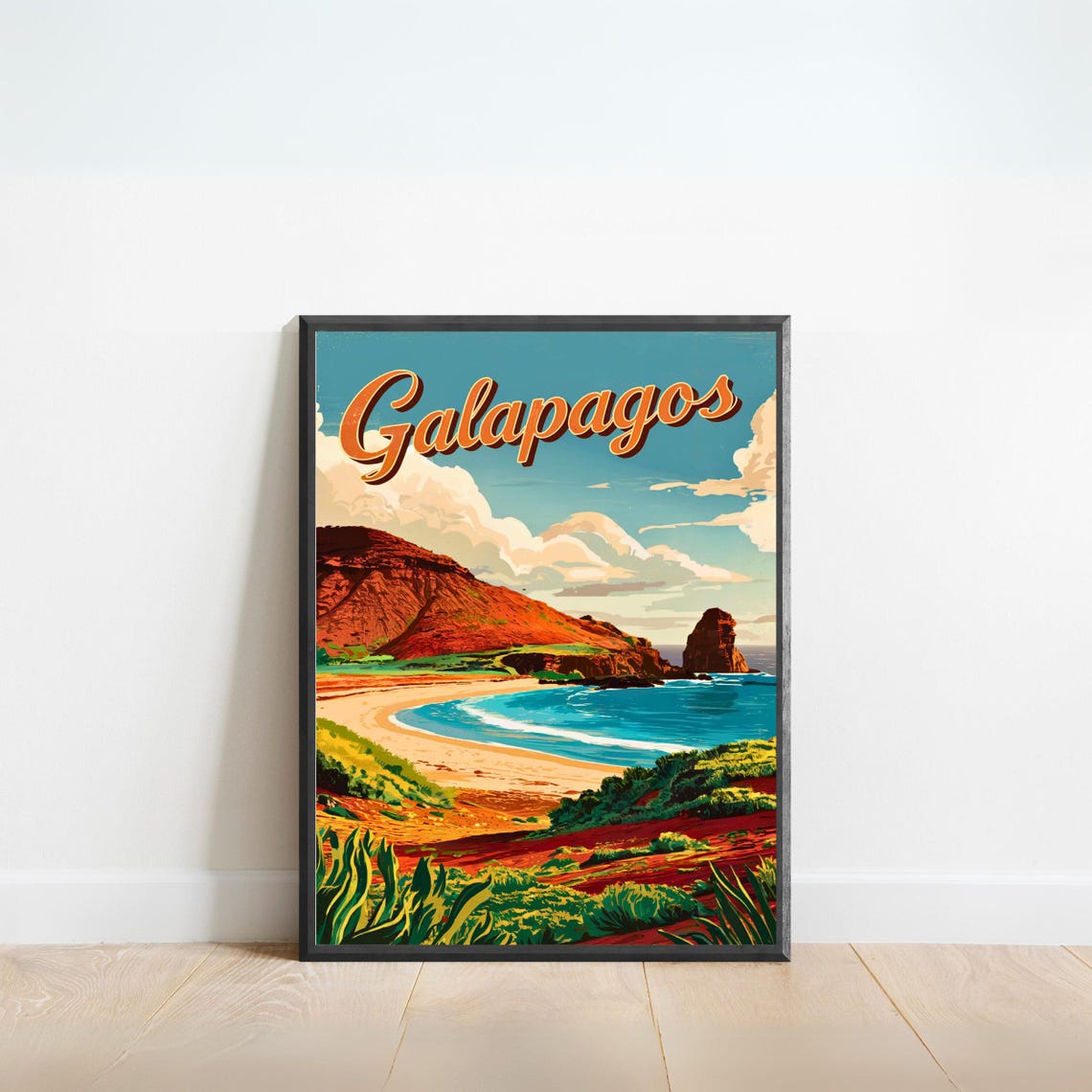 Galapagos Vintage Travel Poster Galapagos Print Ecuador Wall Art Framed Present Gift Pacific Ocean Present