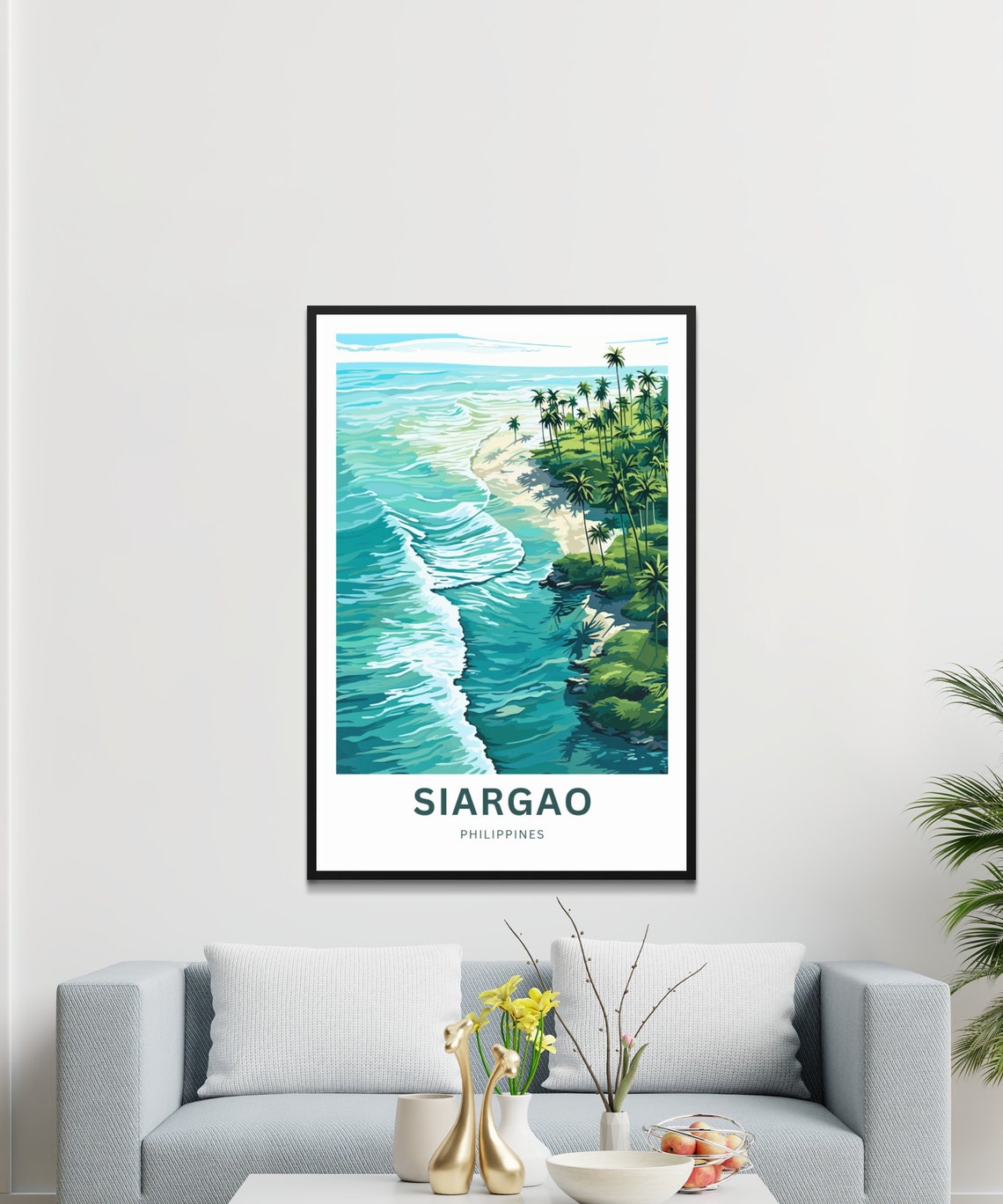 Siargao Turquoise Wave Palm Aerial Coastline Philippines Poster - Image 3