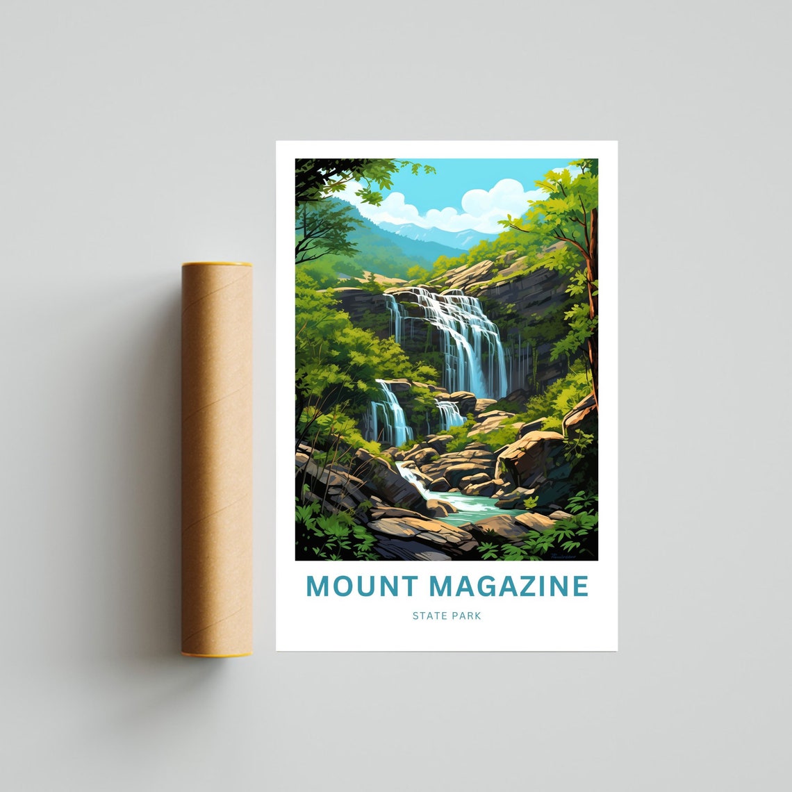 Mount Magazine State Park Emerald Falls Canyon Travel Poster - Image 4