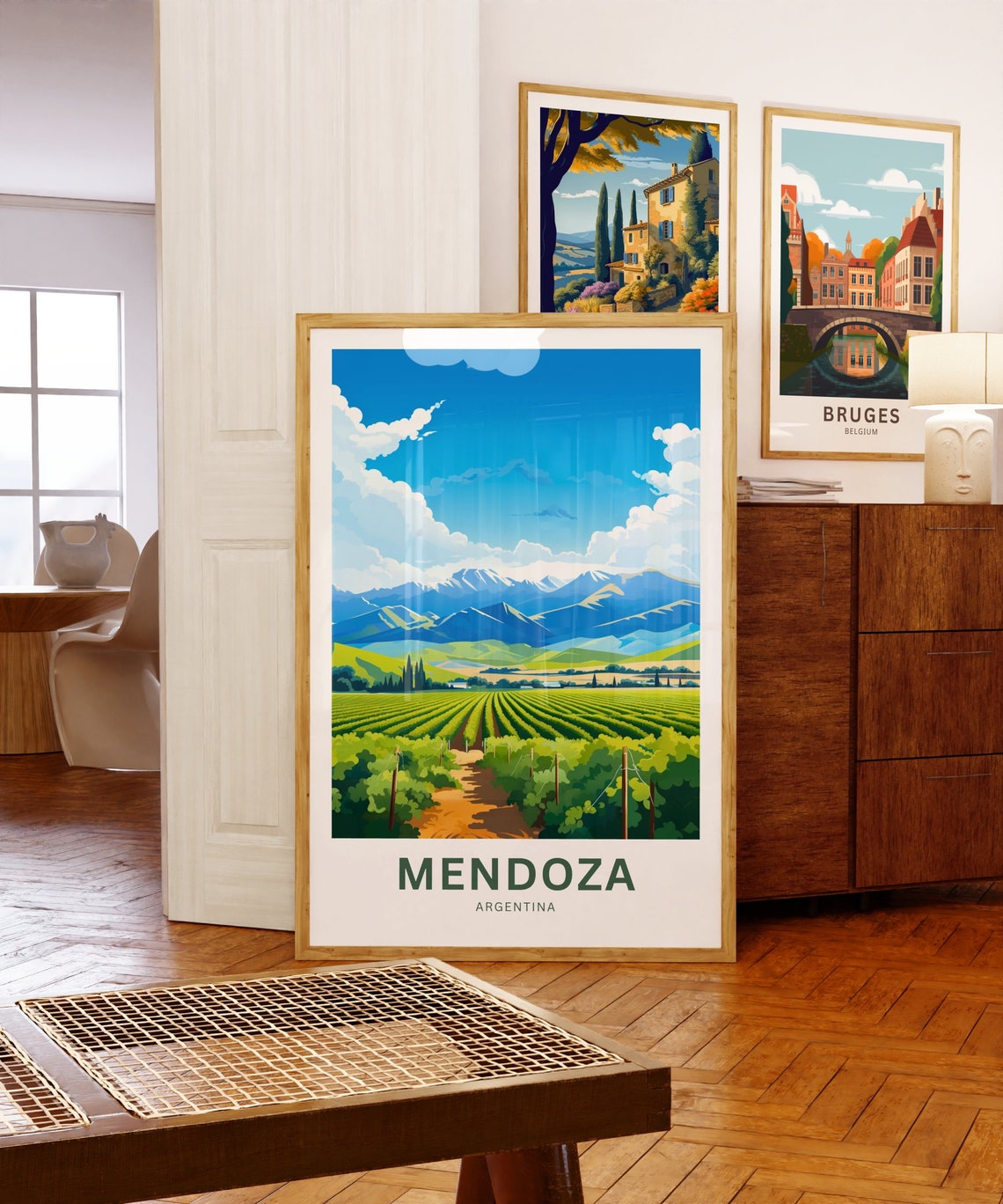 Mendoza Argentina Vineyard Path Snowy Peaks Personalized Poster - Image 5