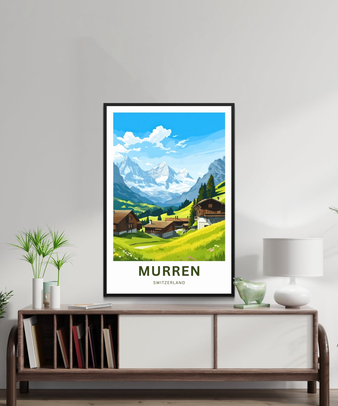 Personalized Murren Switzerland Alpine Village Chalet View Poster - Image 2