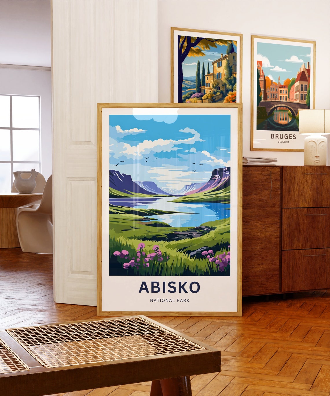 Abisko National Park Alpine Lake and Wildflowers Illustrated Poster - Image 5