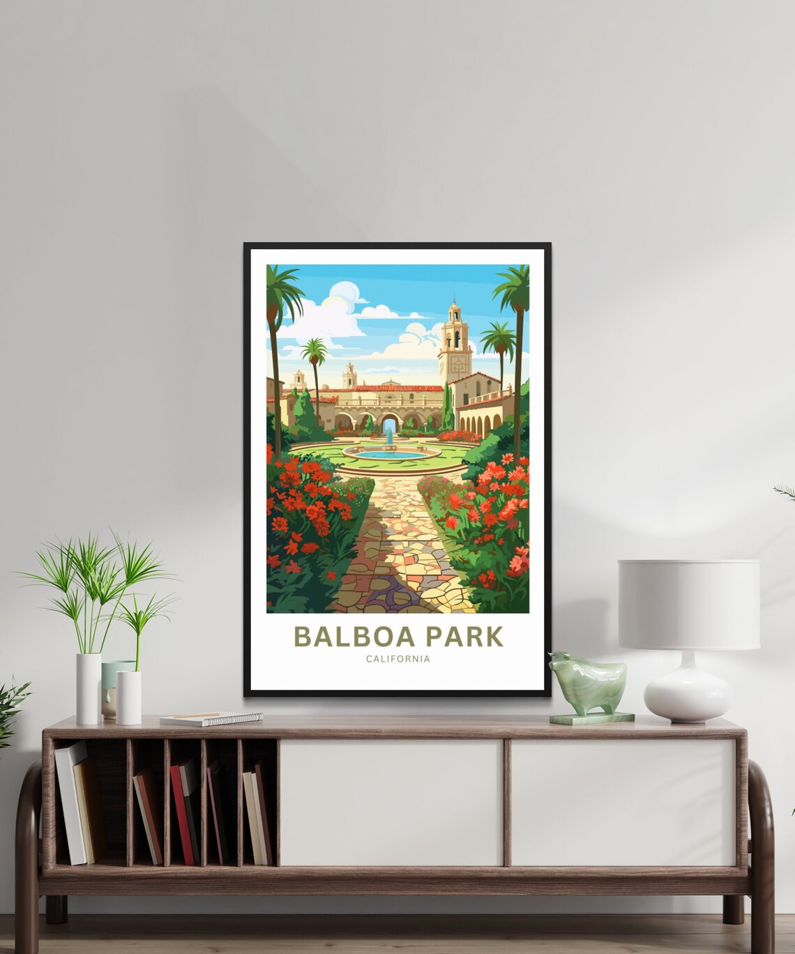 Balboa Park California Spanish Fountain Garden Travel Poster - Image 2