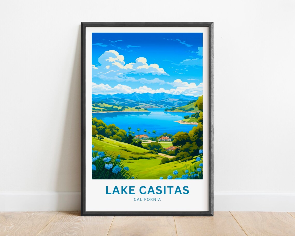 Lake Casitas California Lush Rolling Green Hills Lake View Poster