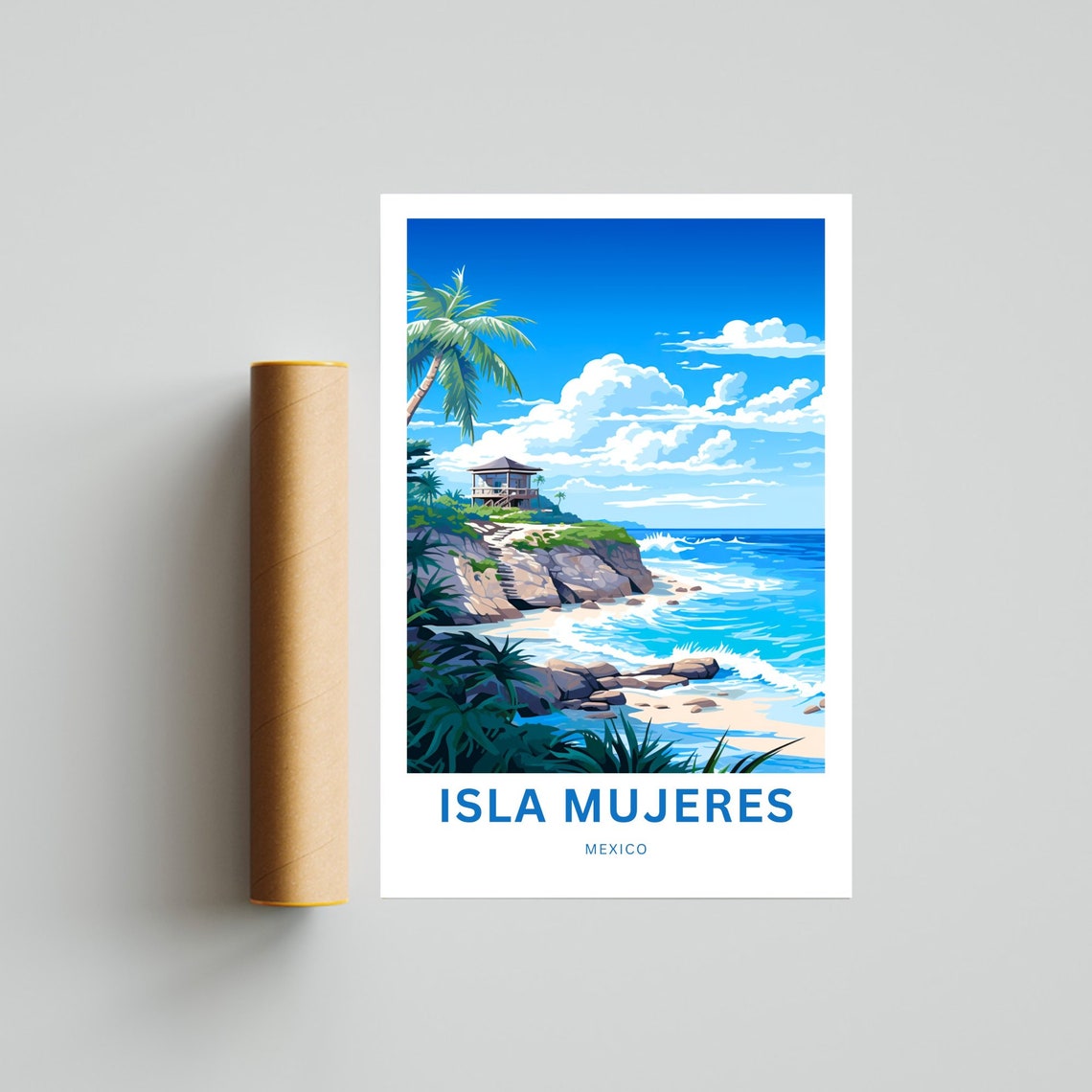 Personalized Isla Mujeres Travel Print Isla Mujeres Poster Mexico Wall Art Framed Present Gift Mexico Present - Image 4