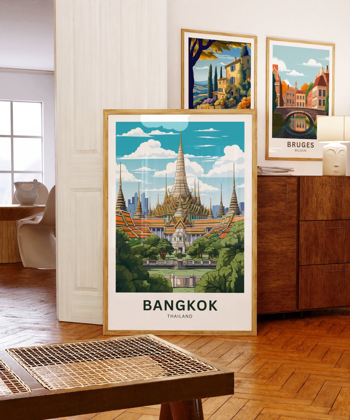 Personalized Bangkok Temple Thailand Travel Poster Custom Text Gift - Image 5