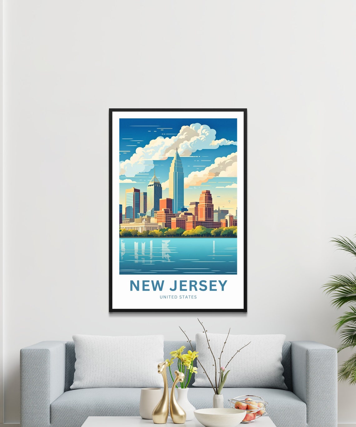 Personalized New Jersey Daytime Skyline Waterfront Park Poster - Image 3