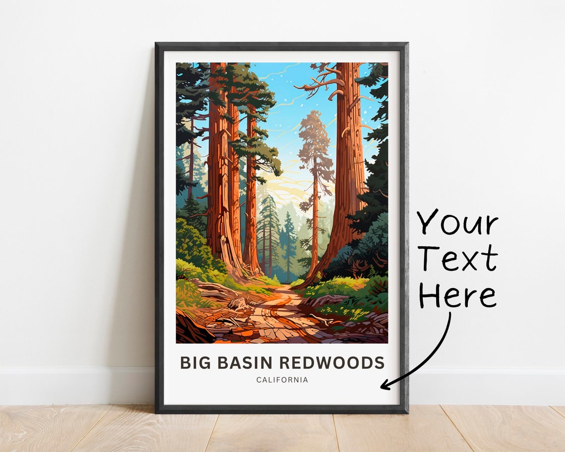 Personalized Big Basin Redwoods California Forest Trail Travel Poster