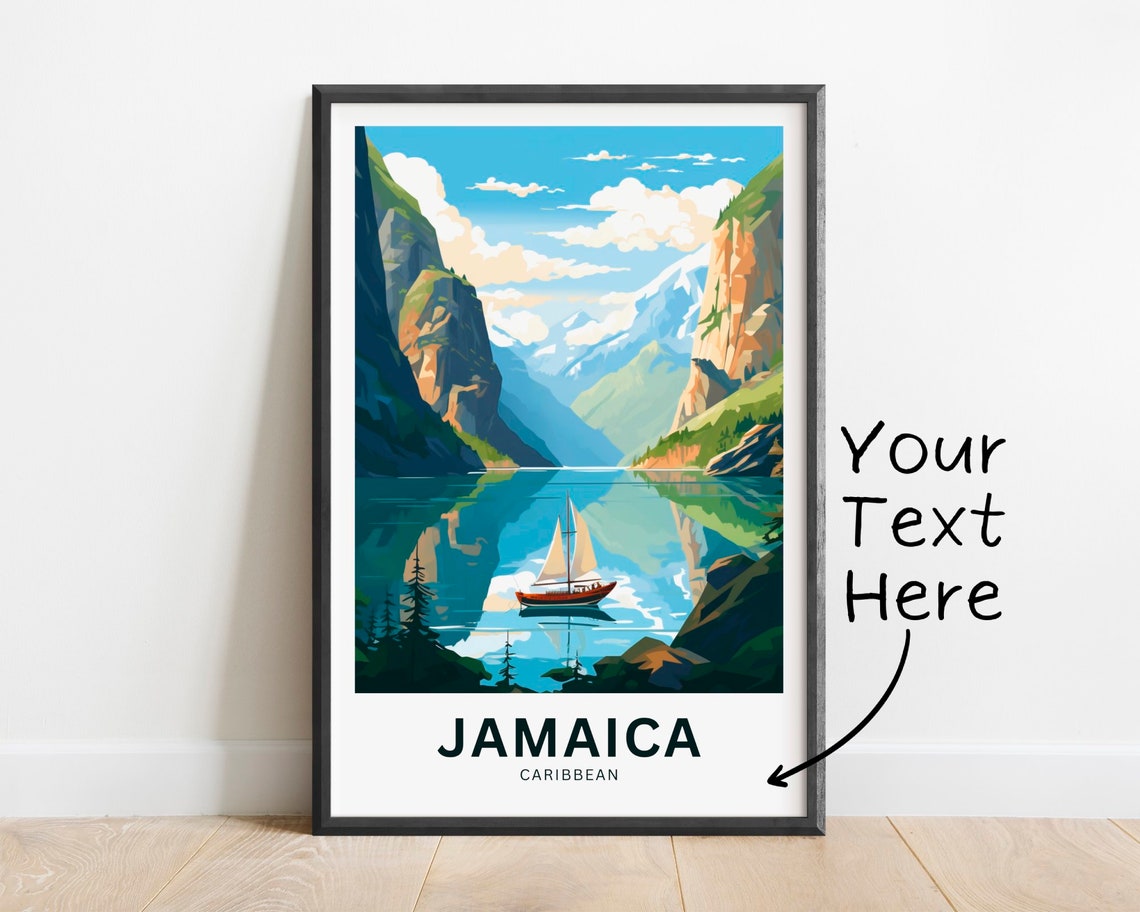 Personalized Jamaica Travel Print Jamaica Poster Caribbean Wall Art Framed Present Gift United States Present