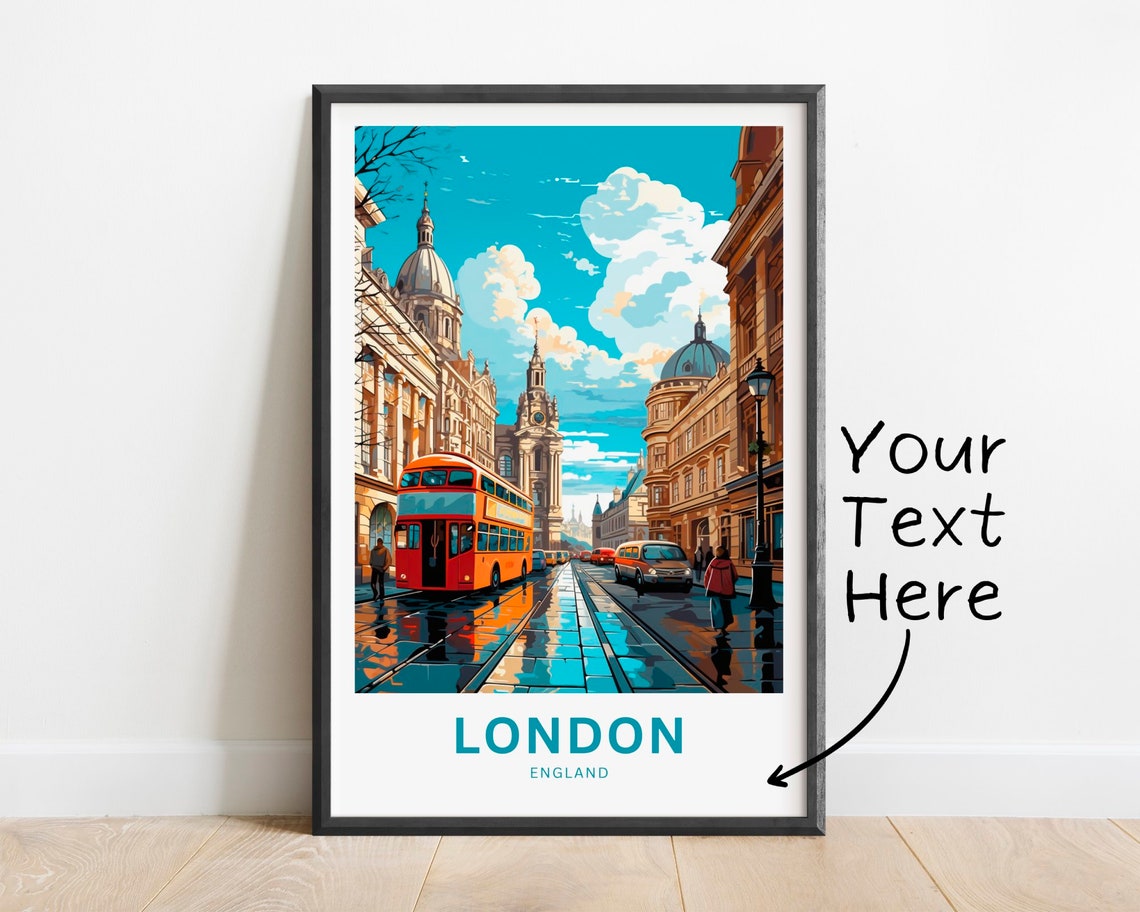 Personalized London England Red Double Decker Bus Street Poster