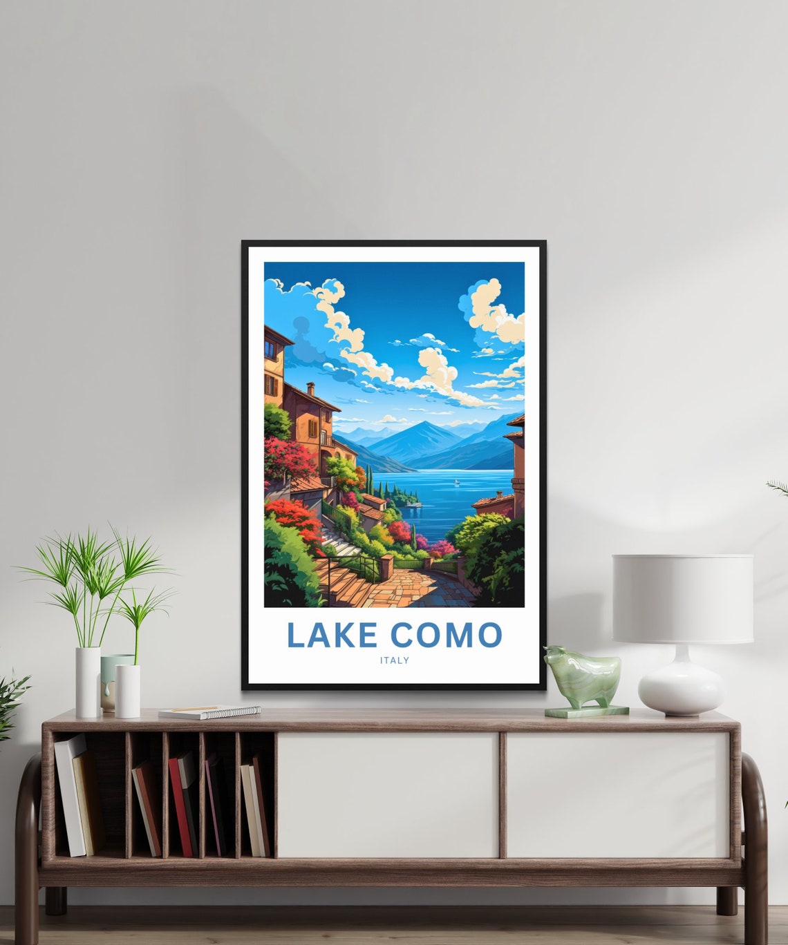 Lake Como Italy Village Staircase Lake View Personalized Poster - Image 2