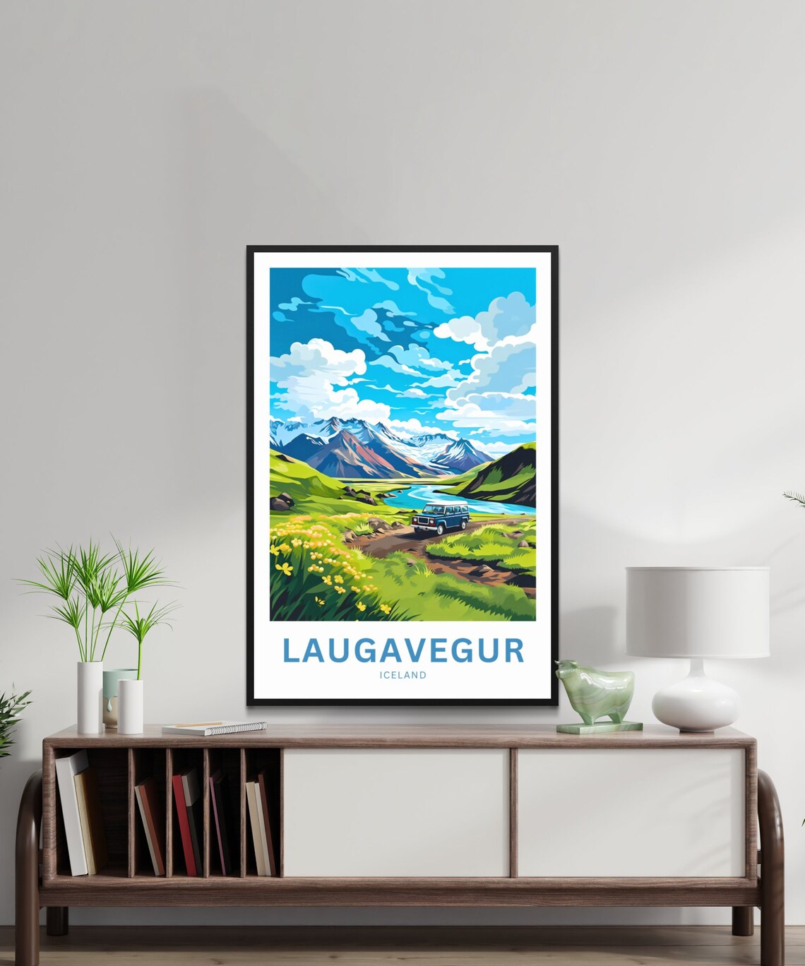 Laugavegur Iceland 4x4 Mountain Road Lake Wildflowers Travel Poster - Image 2