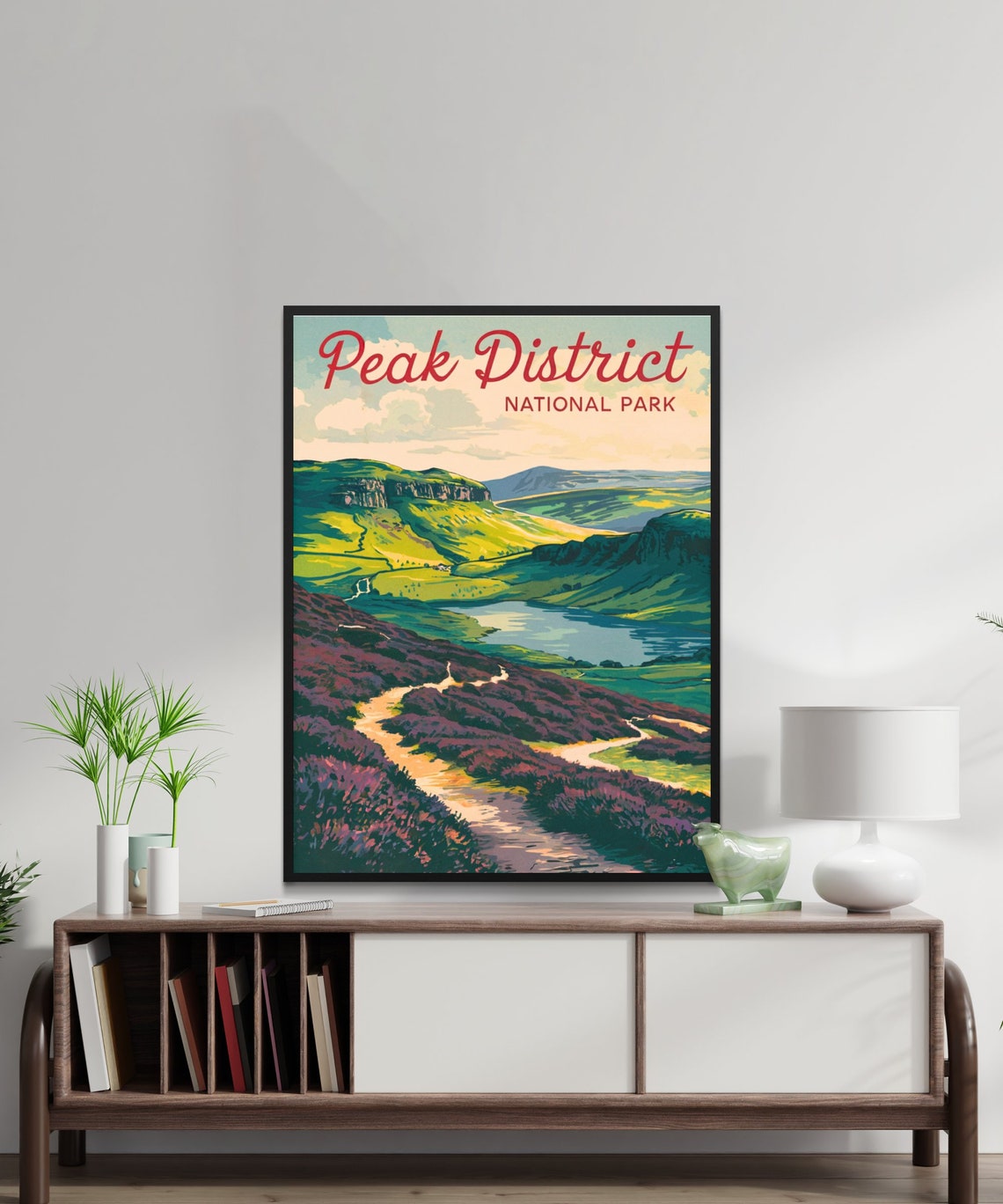Peak District National Park Heather Moor Path Reservoir View Poster - Image 3