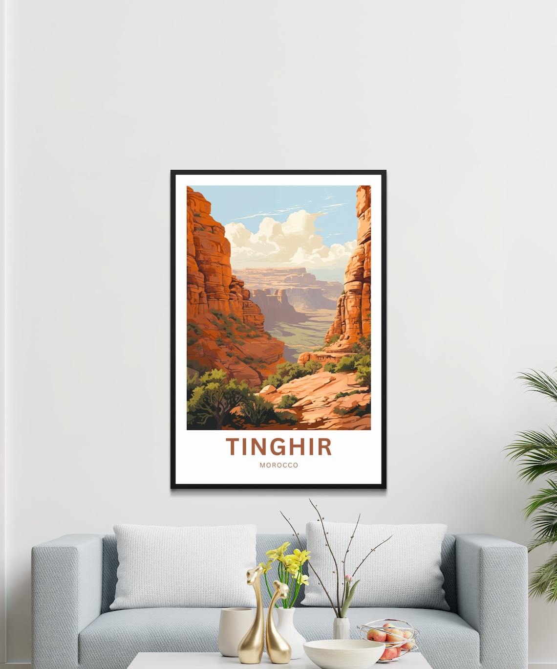 Tinghir Morocco Red Rock Canyon Gorge Desert Vintage Travel Poster - Image 3