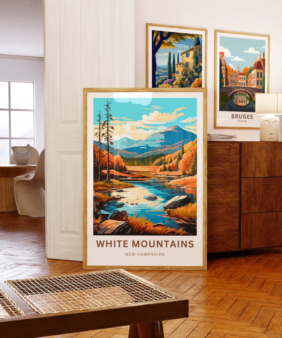 White Mountains Autumn Lake Reflection Personalized Travel Poster - Image 5