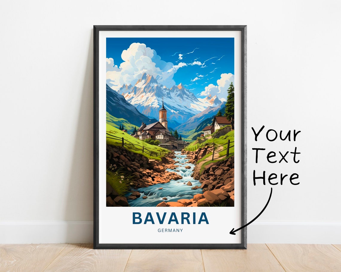 Personalized Bavaria Germany Alpine Village Mountain Stream Poster