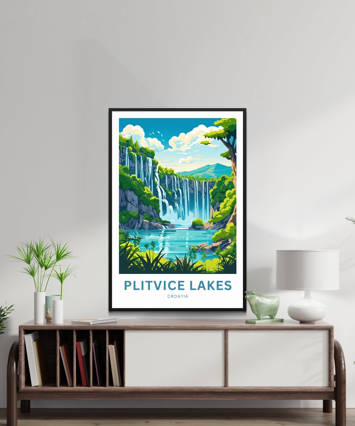Plitvice Lakes Croatia Cascading Waterfalls Turquoise Pool Poster - Image 2