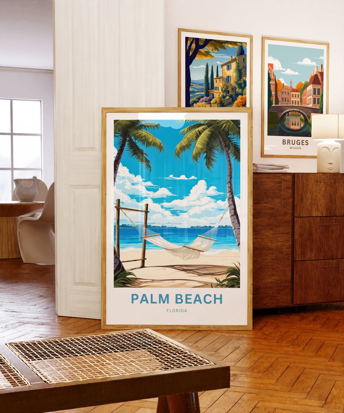 Palm Beach Florida Hammock Palm Trees Ocean View Scene Poster - Image 5