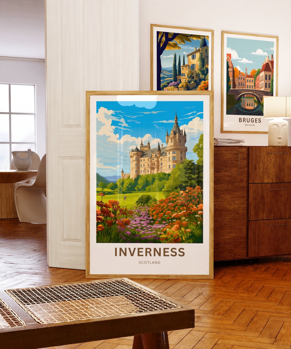 Inverness Scotland Castle Flower Garden Retro Travel Art Poster - Image 3