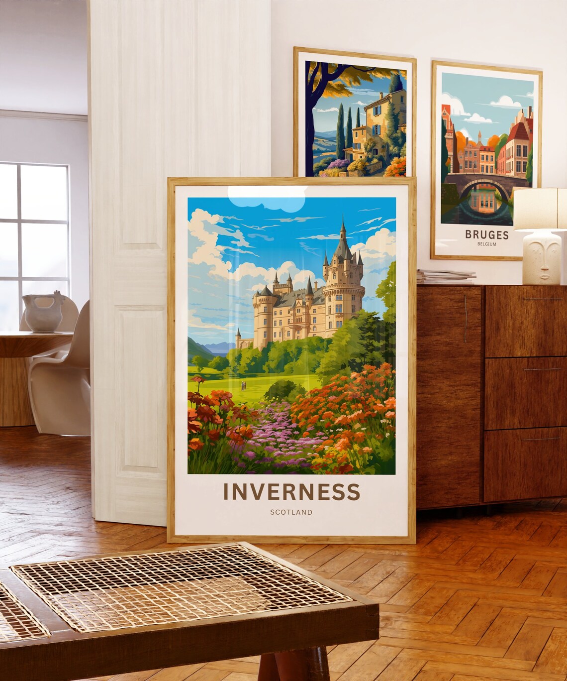 Inverness Scotland Custom Text Castle Flower Garden Travel Poster - Image 3