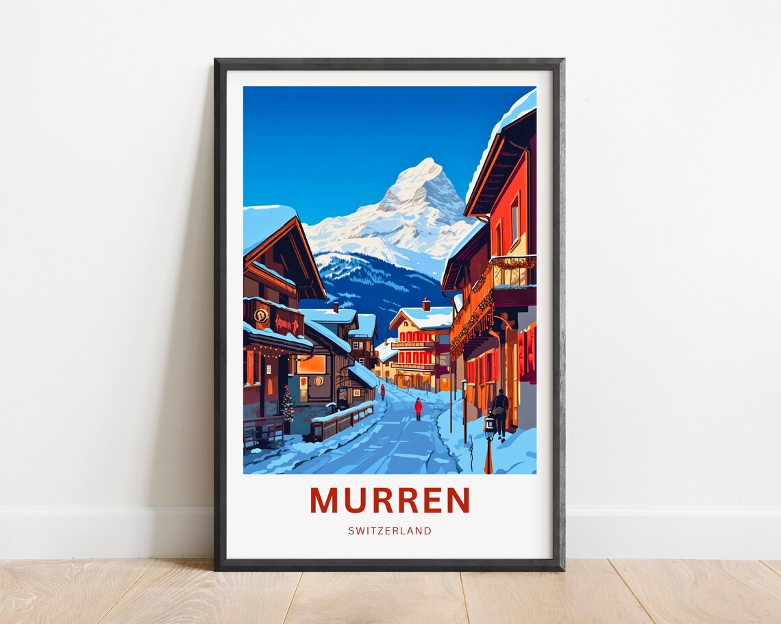 Murren Switzerland Alpine Snowy Winter Village Street Poster