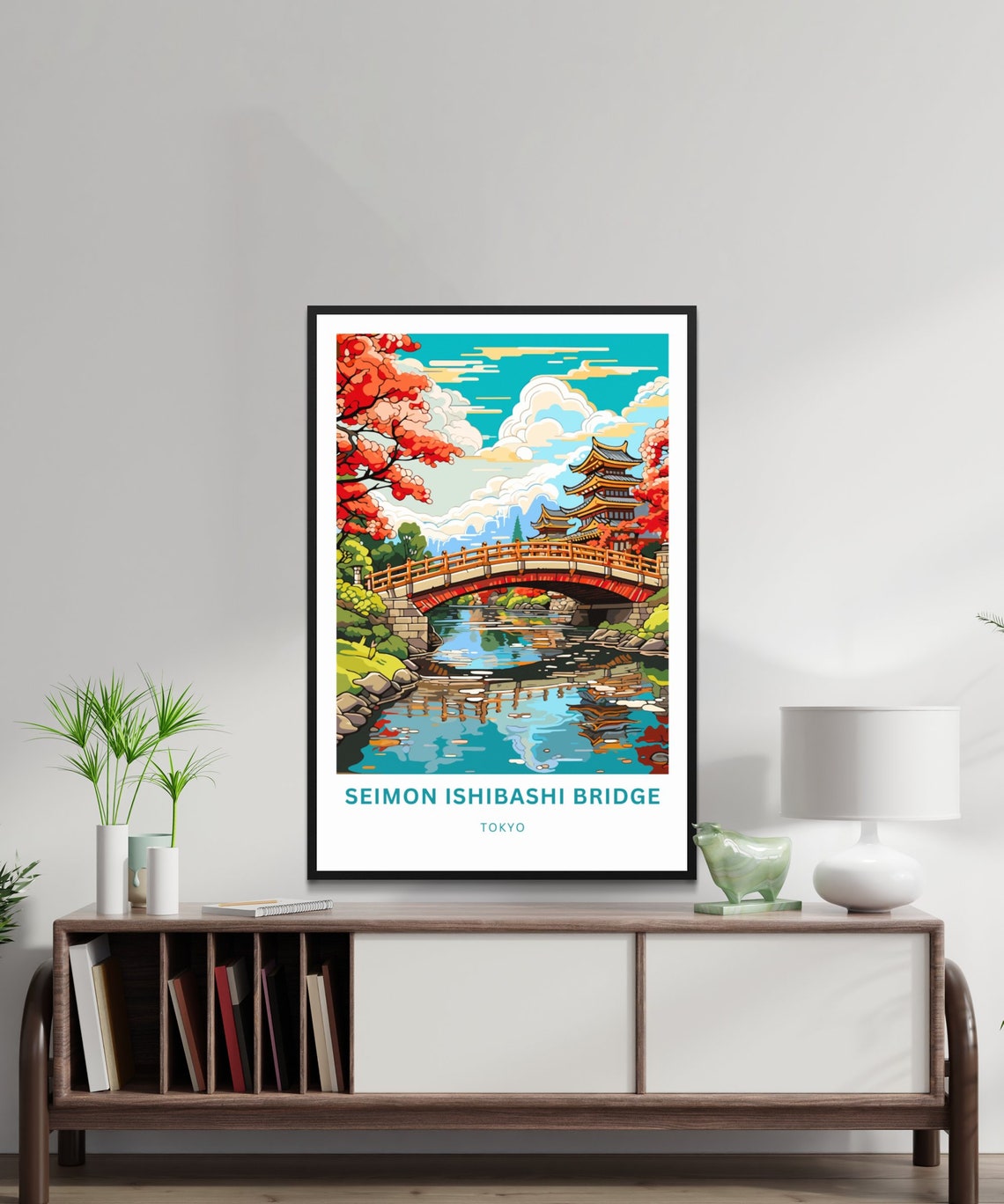 Seimon Ishibashi Bridge Tokyo Red Bridge Autumn Travel Poster - Image 2