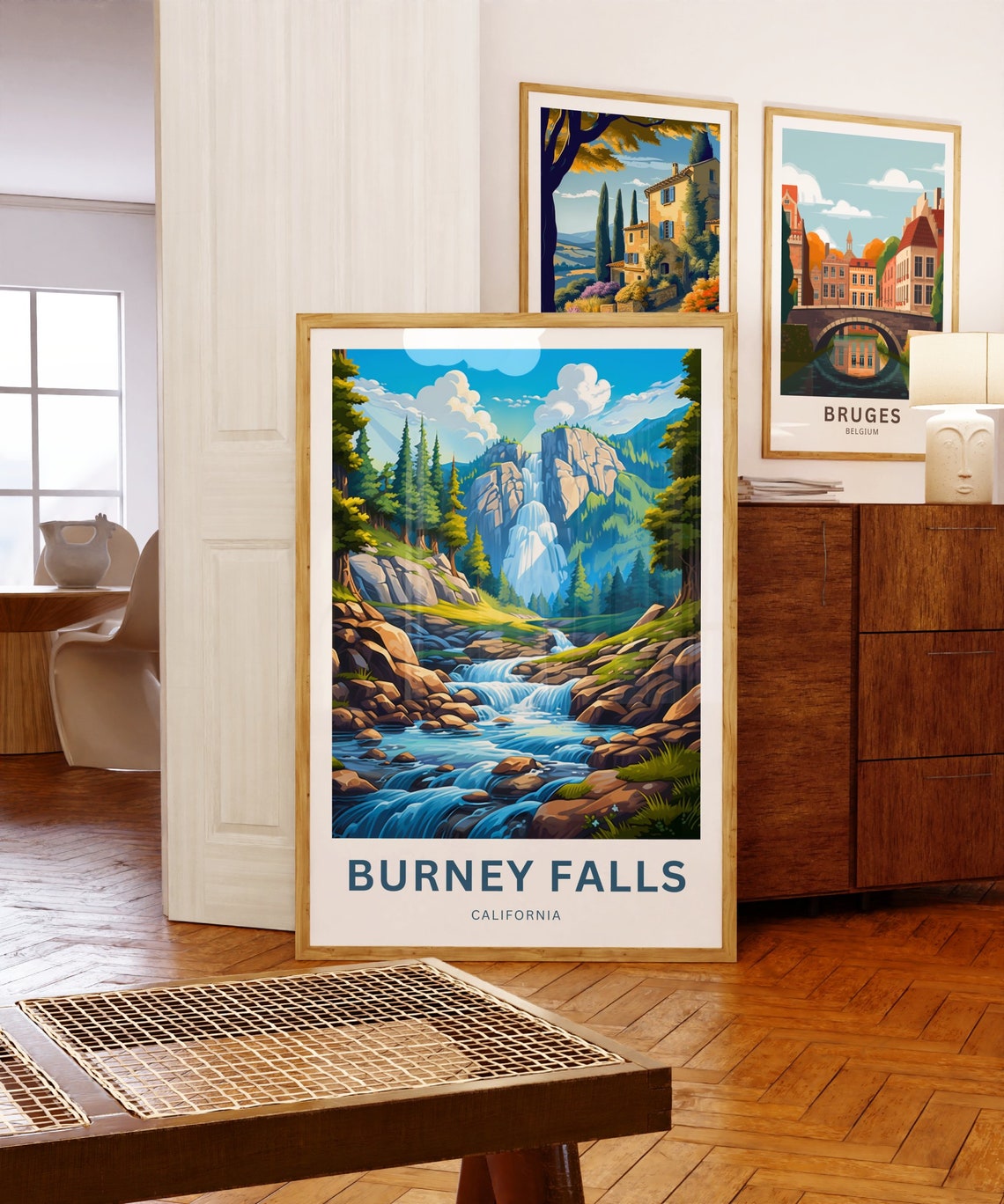 Burney Falls California Tall Cliff Waterfall Rocky Stream View Poster - Image 5