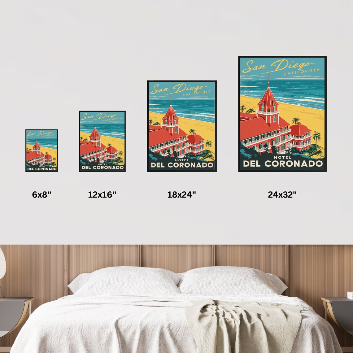 San Diego Hotel Del Coronado California Coast Vintage Poster - Image 3