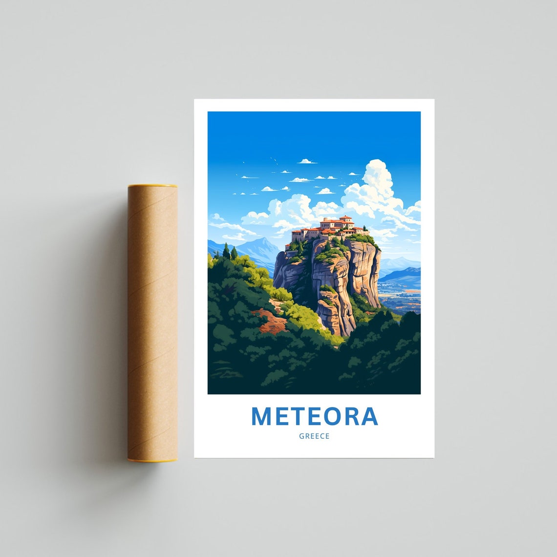 Personalized Meteora Greece Monastery Cliffs Custom Travel Poster - Image 2