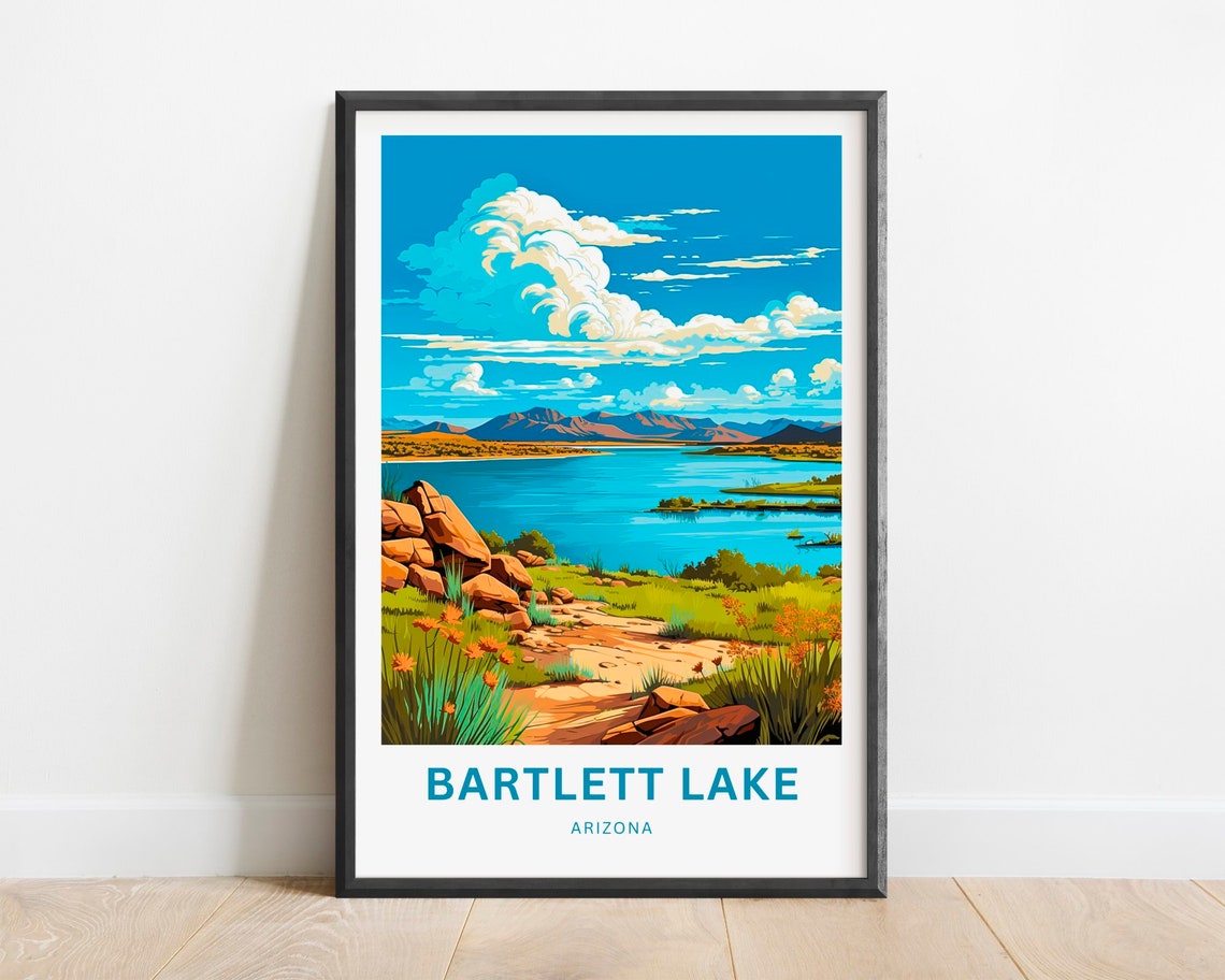 Bartlett Lake Arizona Rocky Desert Shoreline Summer Scene Poster