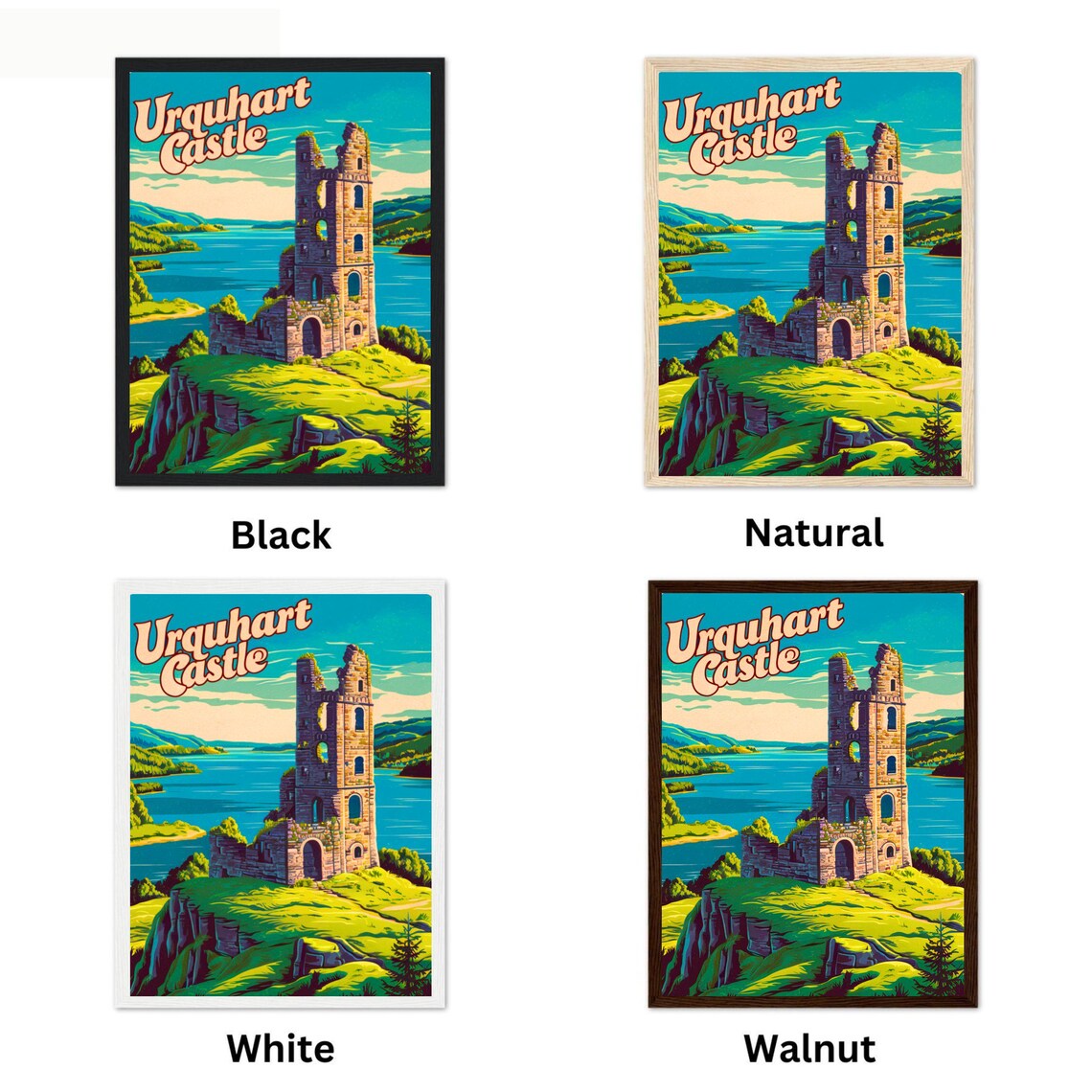 Urquhart Castle Scotland Vintage Travel Poster Loch Ness Tower Ruins - Image 4