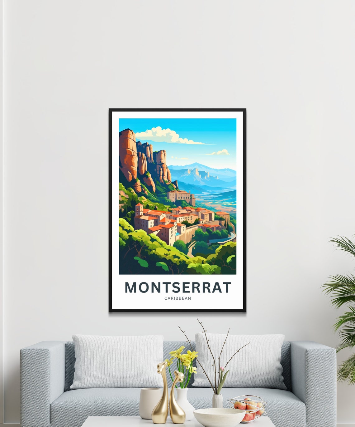 Montserrat Caribbean Mountain Town Green Valley Cliffs Travel Poster - Image 3