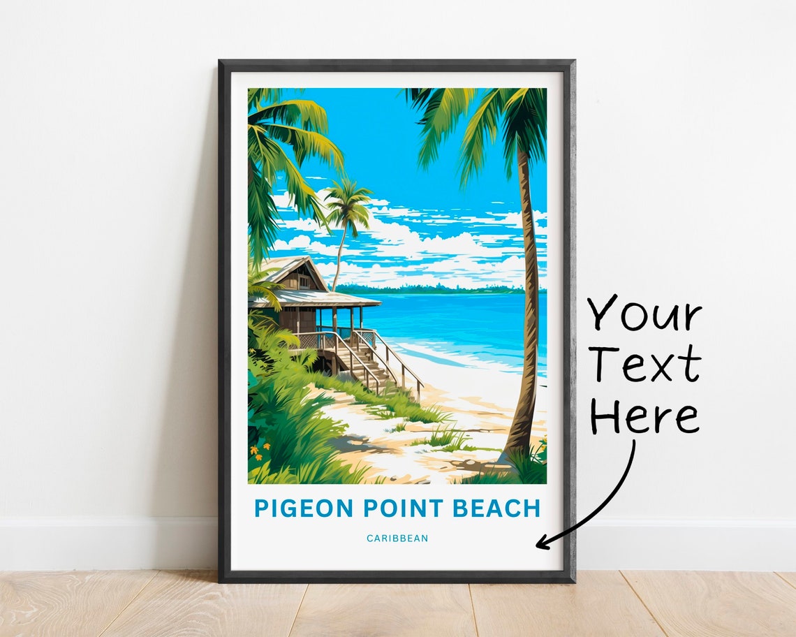 Pigeon Point Beach Caribbean Thatched Hut Steps Sunny Shore Poster - Image 3