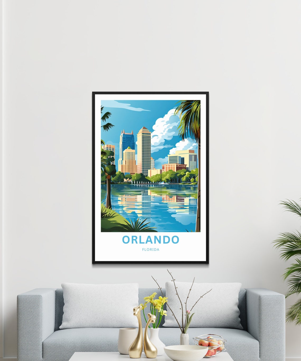 Orlando Florida Downtown Skyline Reflected in the Lake Poster - Image 3