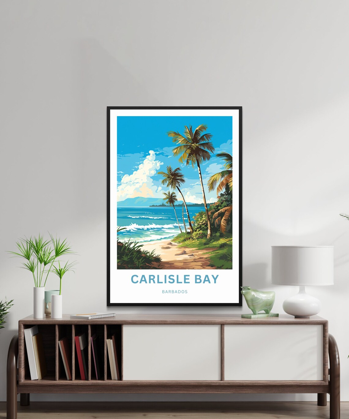 Carlisle Bay Barbados Palm Beach Tropical Waves Travel Poster - Image 2