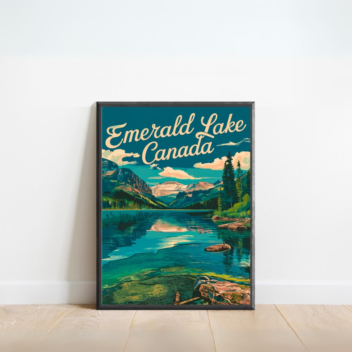 Emerald Lake Canada Vintage Turquoise Lake Mountain View Poster