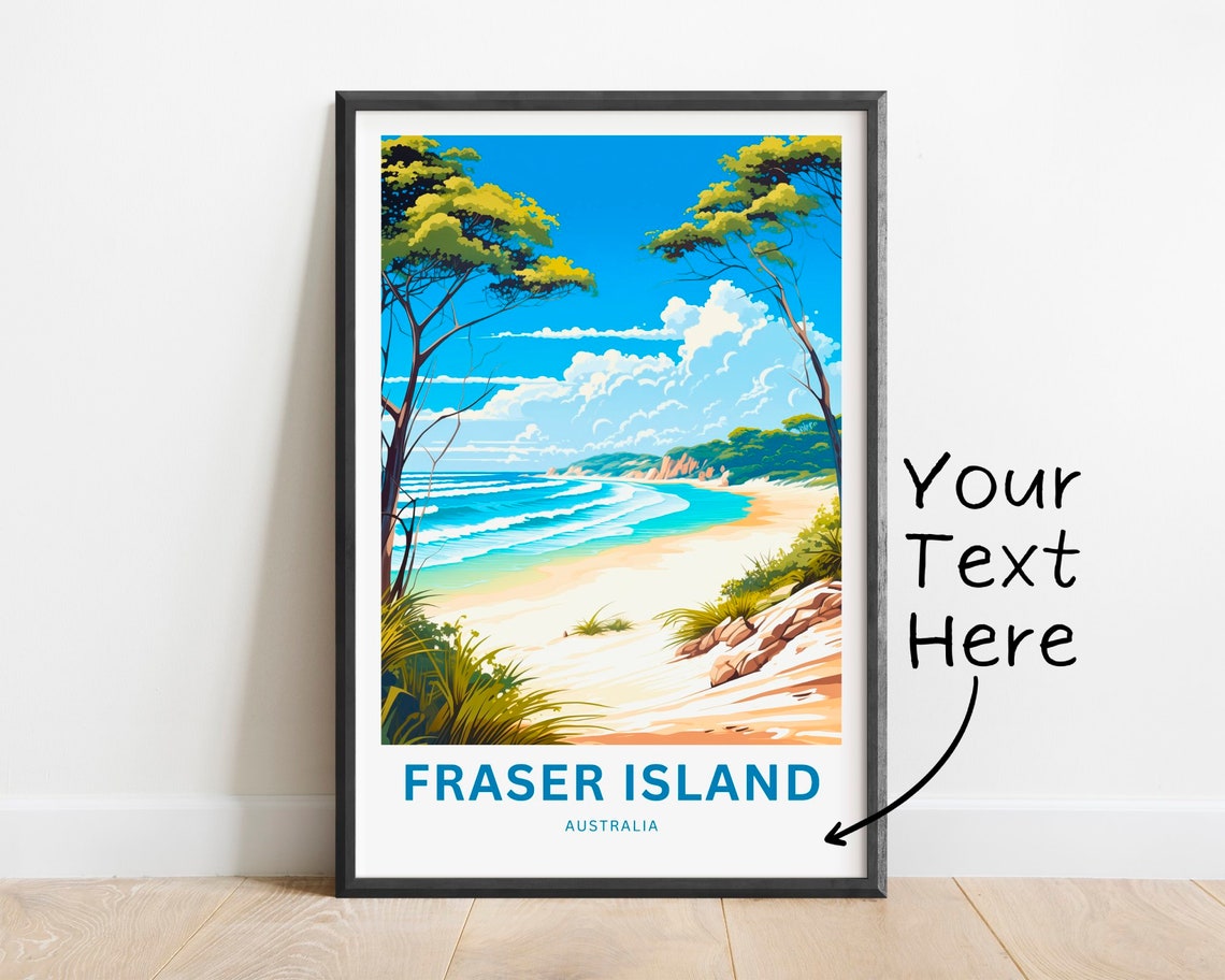 Fraser Island Australia Sandy Beach Ocean Waves Travel Poster