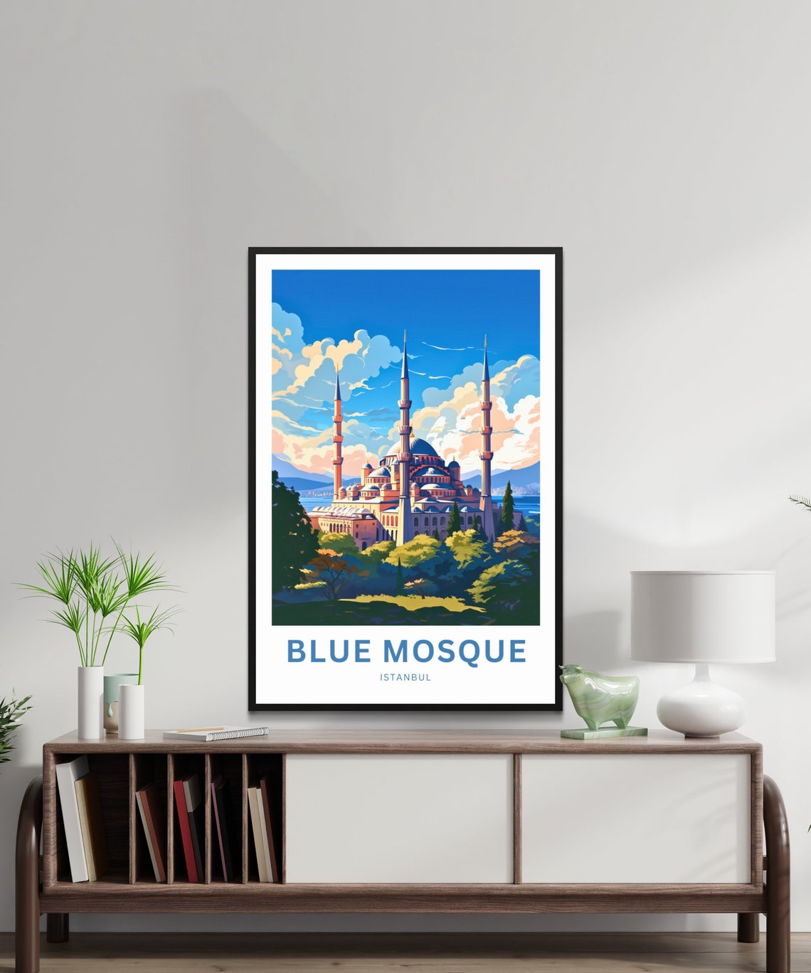 Blue Mosque Istanbul Six Minaret Domes Personalized Art Poster - Image 2