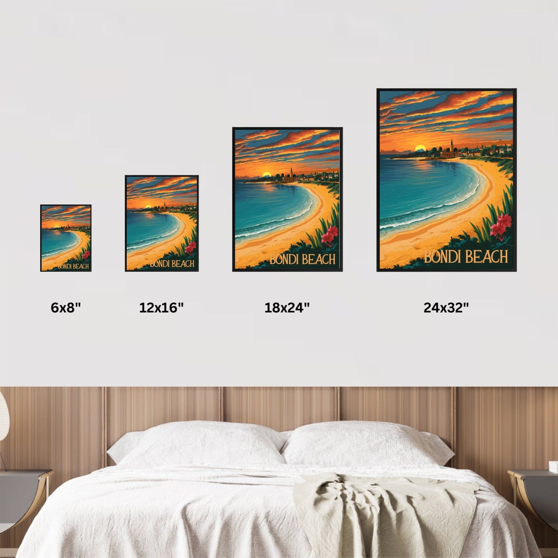 Bondi Beach Sydney Australia Sunset Waves Vintage Travel Poster - Image 4