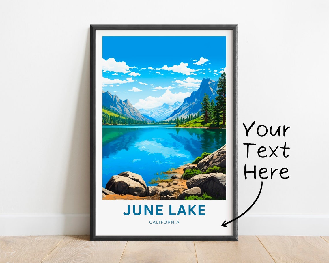 June Lake California Turquoise Alpine Water Peaks Custom Art Poster