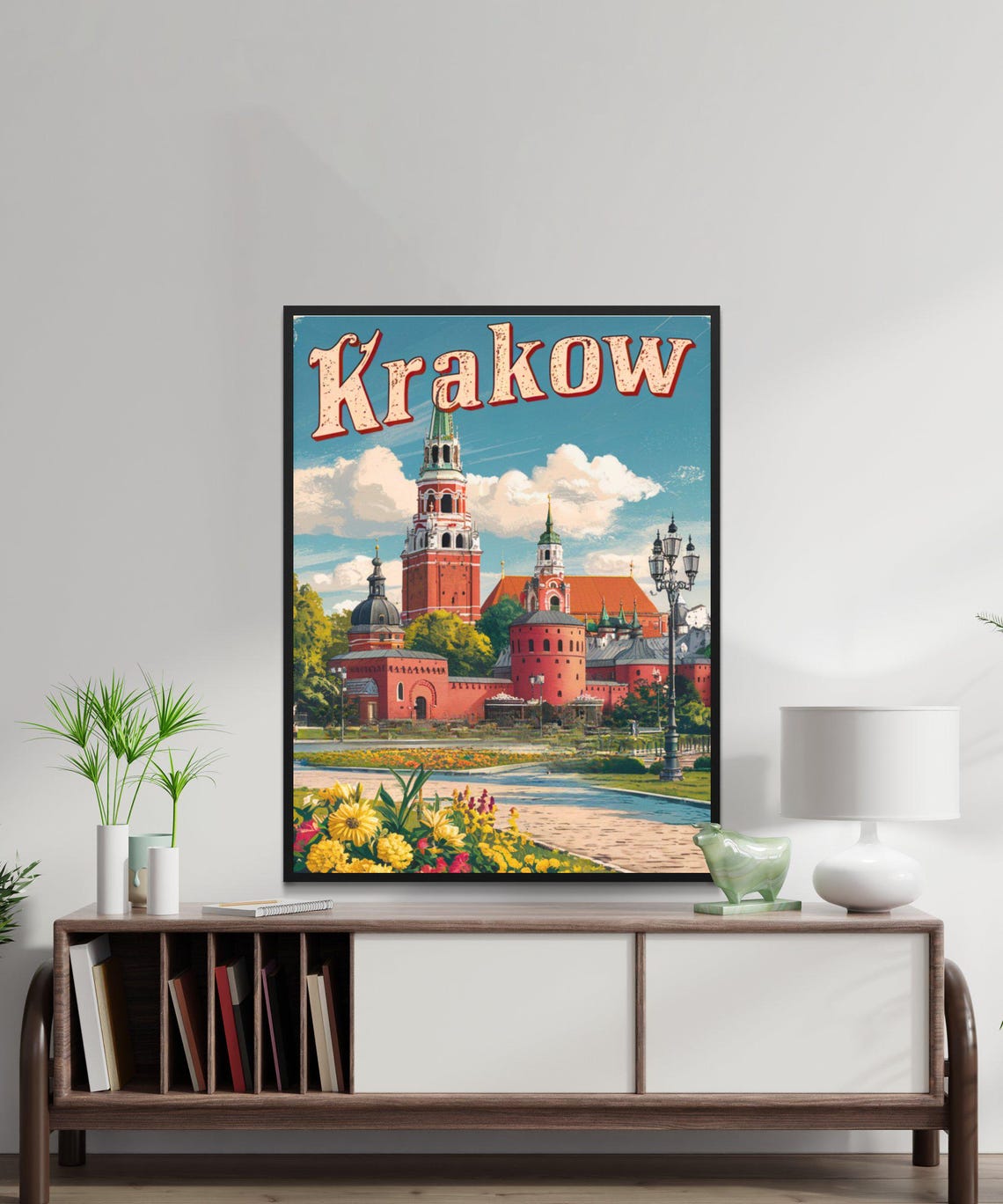 Krakow Poland Travel Poster Red Brick Castle Towers Vintage Style Art - Image 2