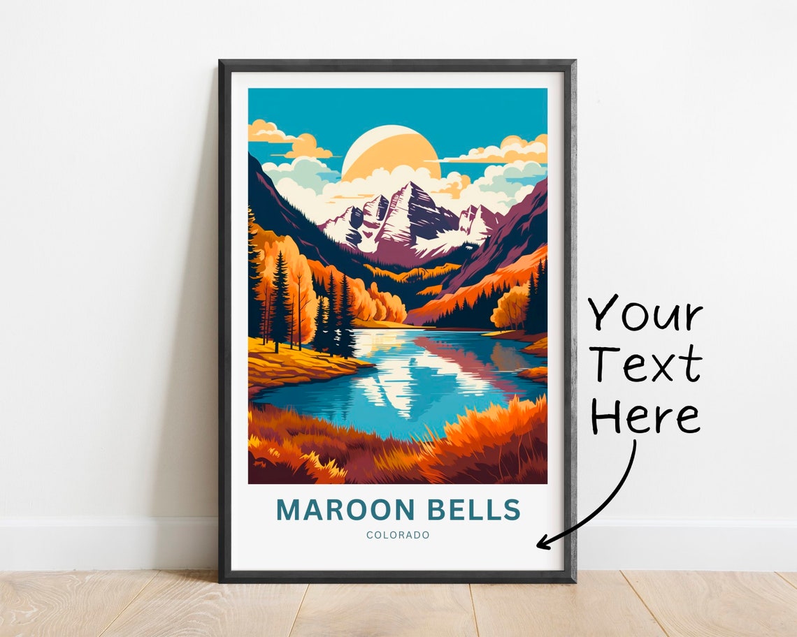 Maroon Bells Colorado Personalized Sunset Lake Autumn Travel Poster