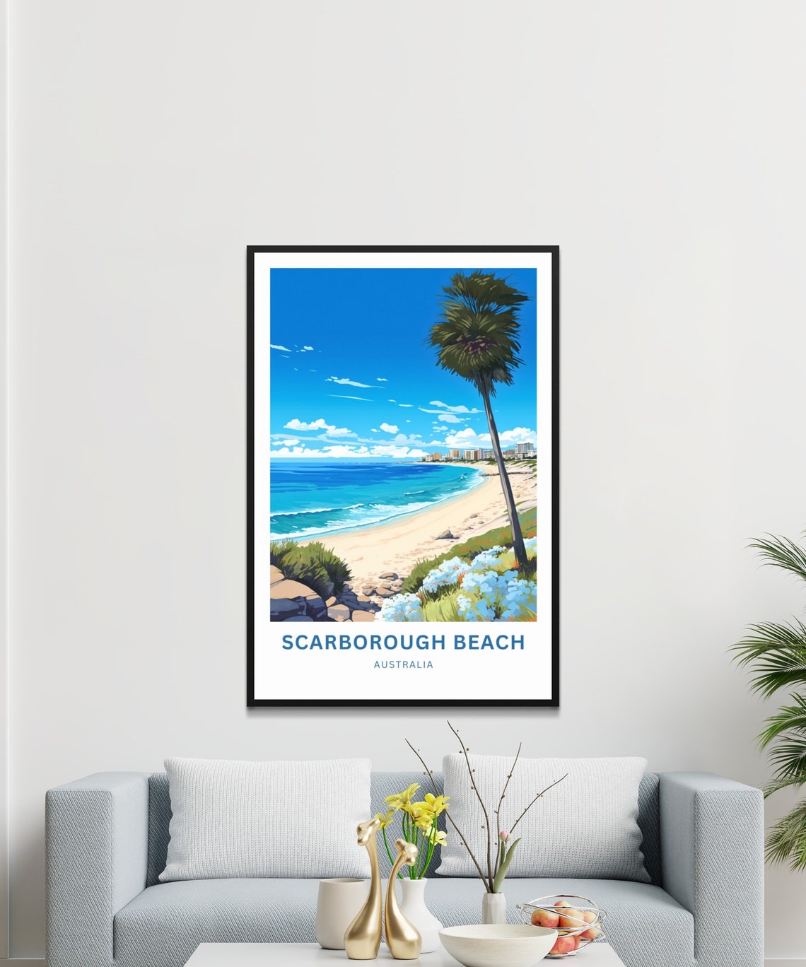 Scarborough Beach Australia Turquoise Surf Palm Coast Travel Poster - Image 2